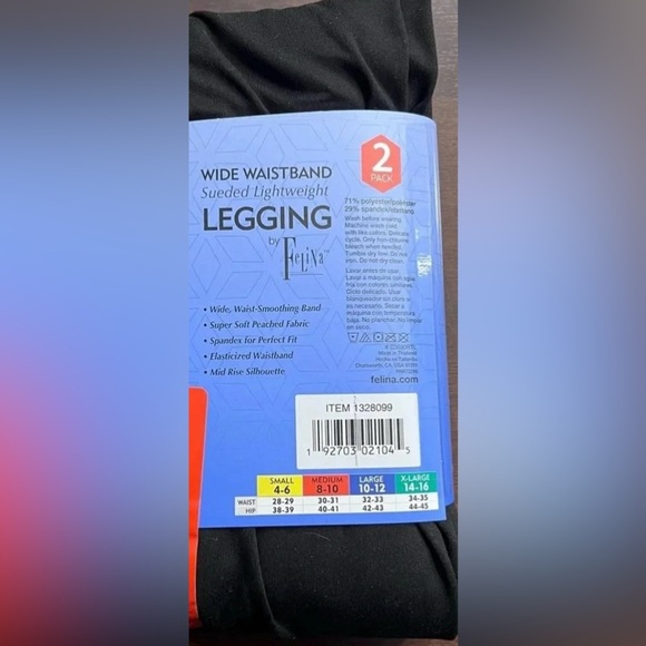 ***NWT*** 2 Pack Women’s Sueded Lightweight Leggings by Felina-Solid Bla… - Picture 2 of 3